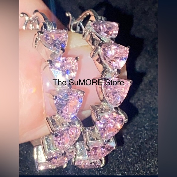 Jewelry - Gorgeous Simulated Pink Heart Earrings